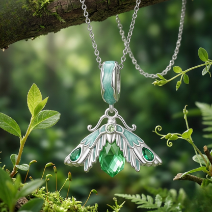 Green Moth Pendant Necklace