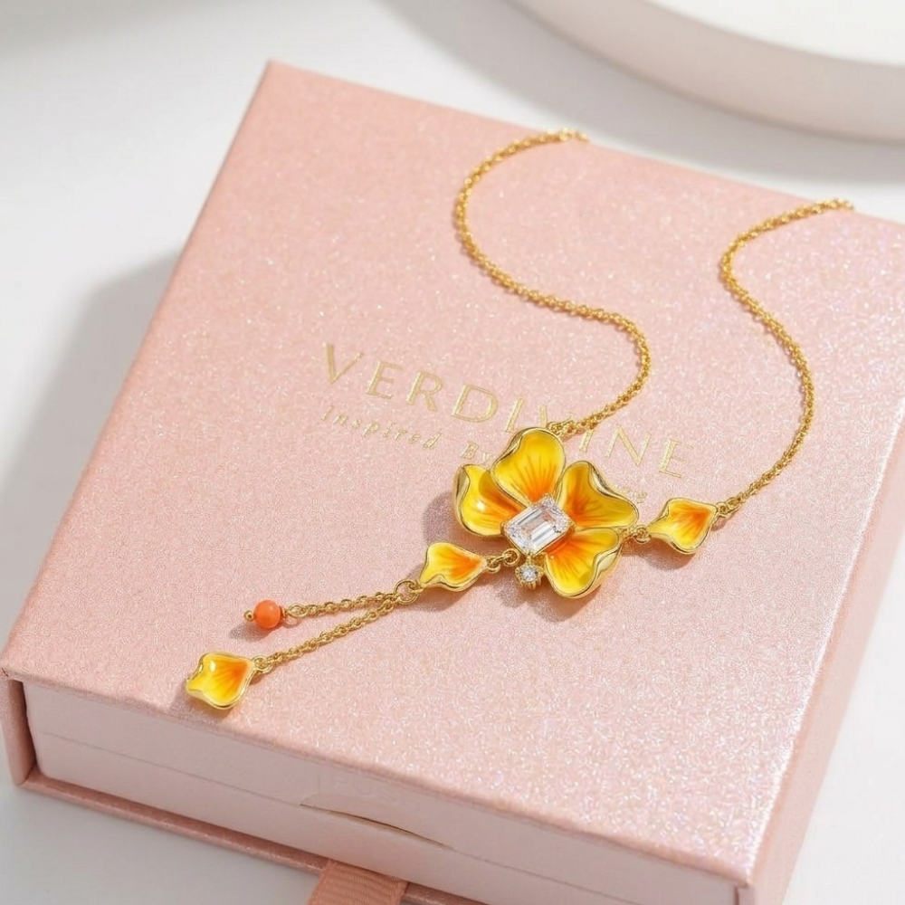 Golden Pansy Necklace