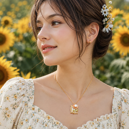 Oil Painting Sunflower Necklace