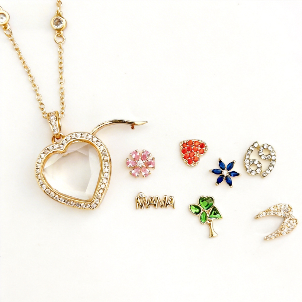 Personalized Radiant Heart Charm Box Necklace