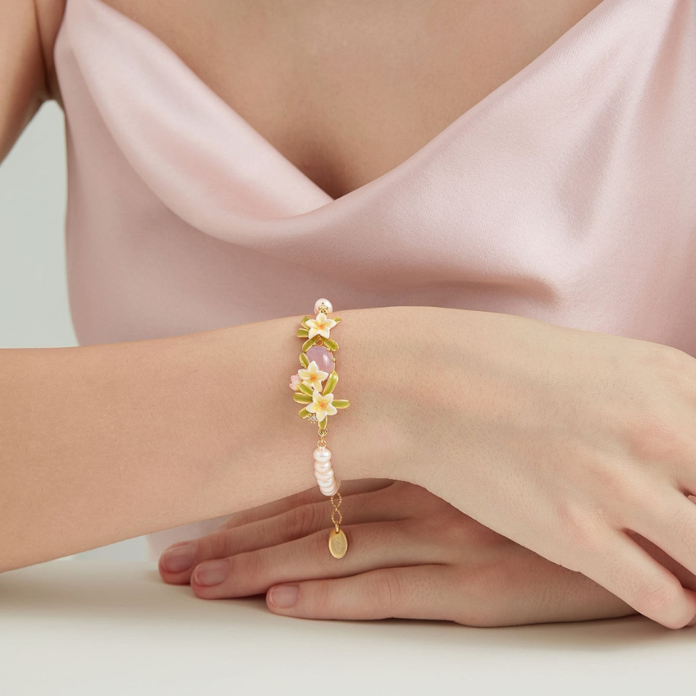Plumeria Pearl Bracelet