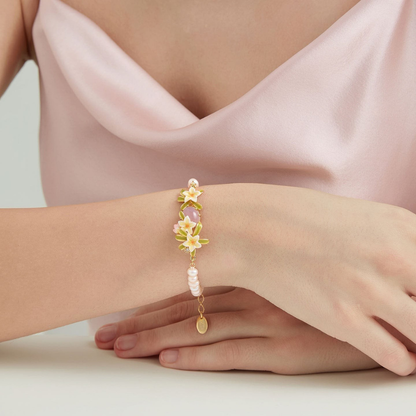 Plumeria Pearl Bracelet