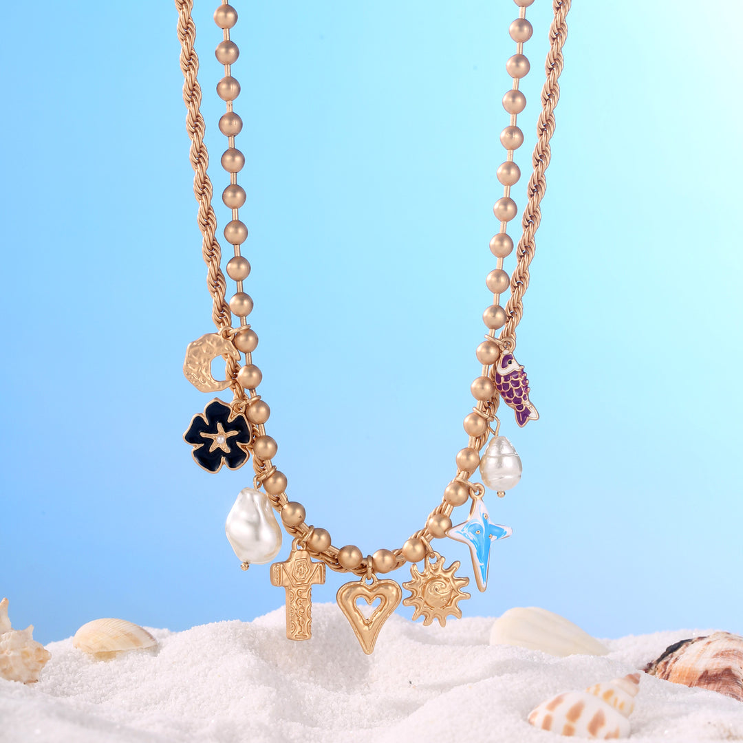 Vintage Layered Moonstar Necklace