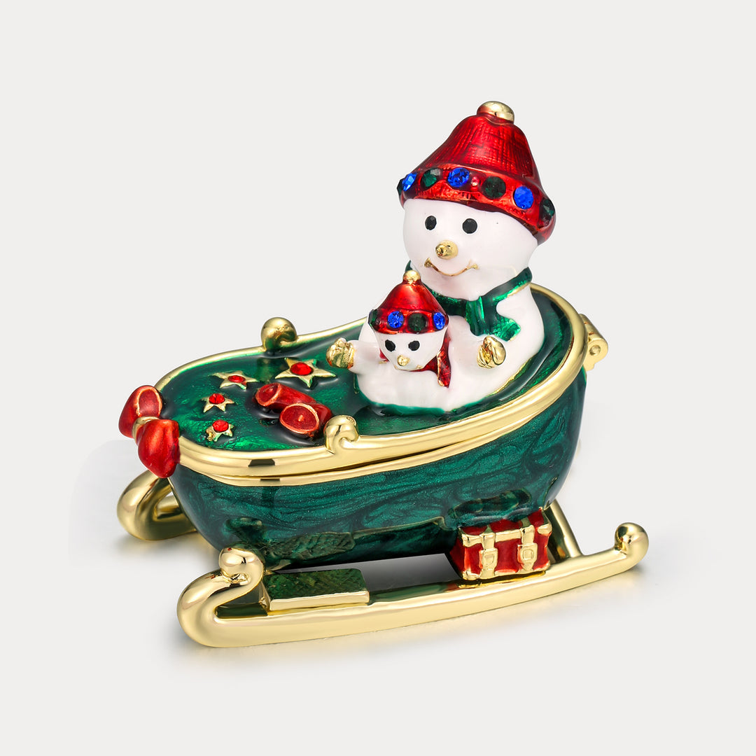 Snowmen on Sled Trinket Box