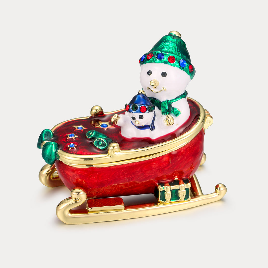 Snowmen on Sled Trinket Box