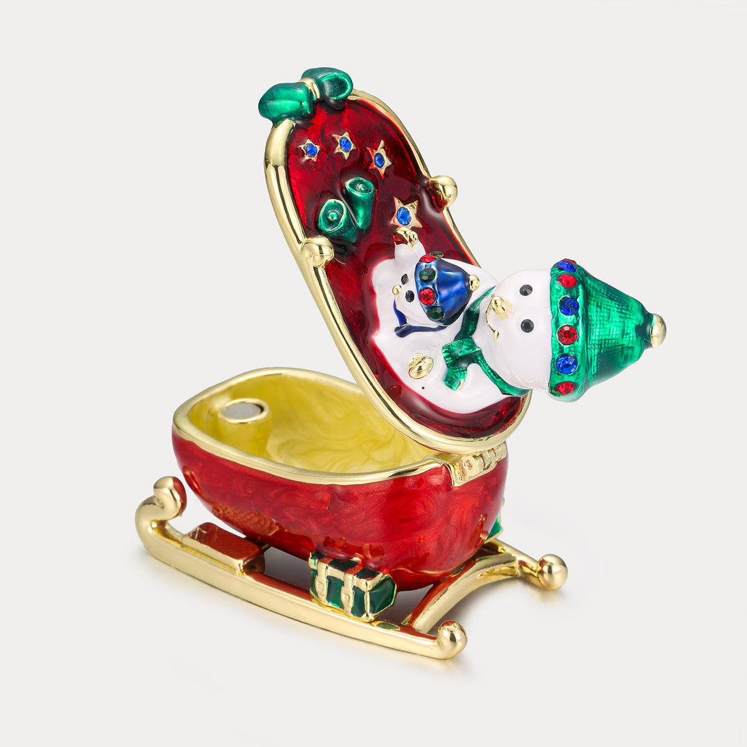 Snowmen on Sled Trinket Box