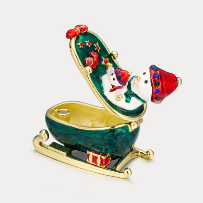 Snowmen on Sled Trinket Box