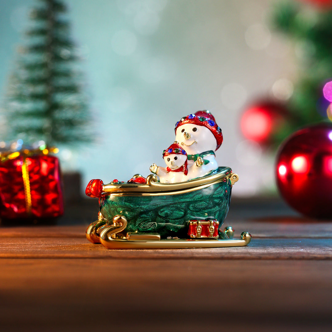 Snowmen on Sled Trinket Box