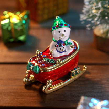 Snowmen on Sled Trinket Box