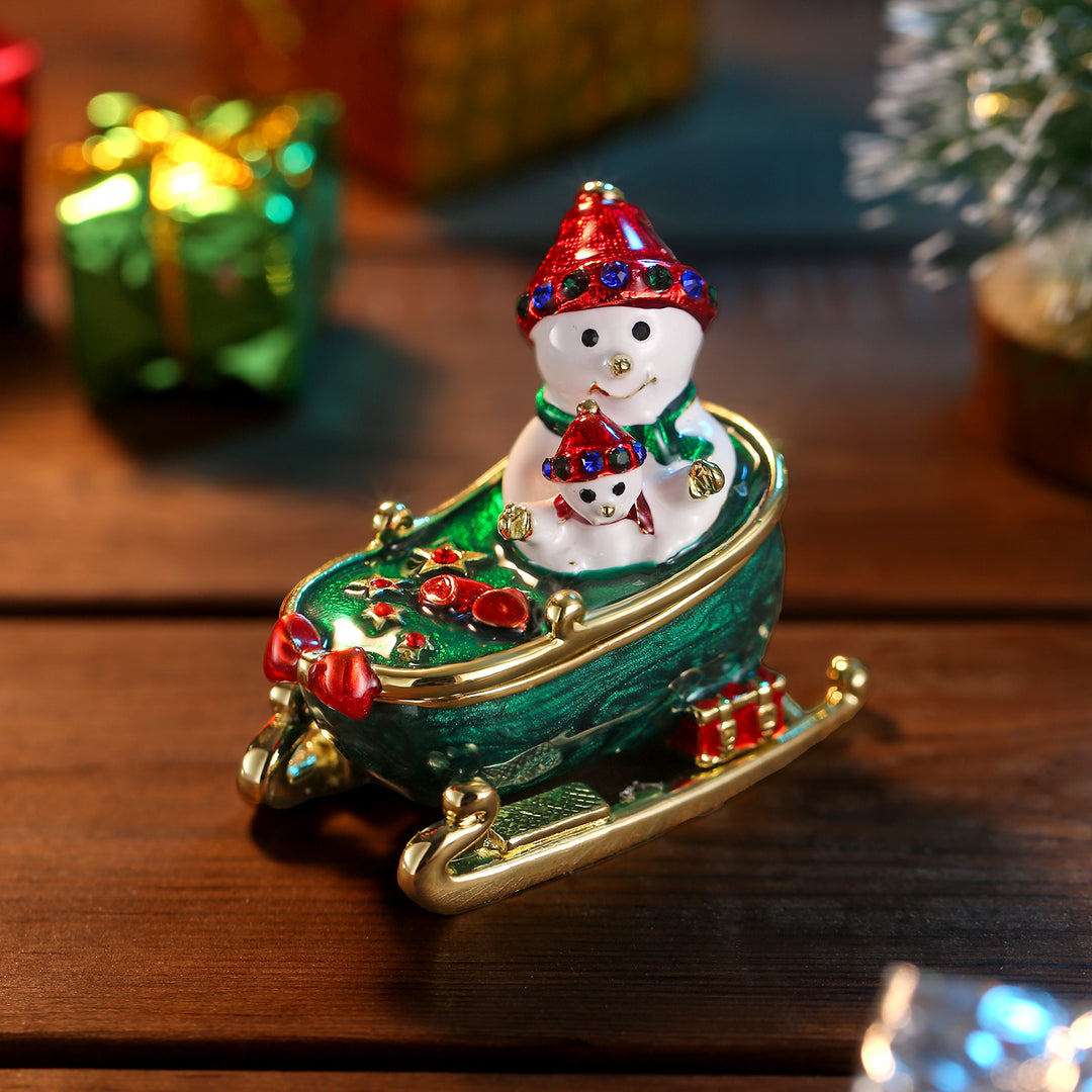 Snowmen on Sled Trinket Box