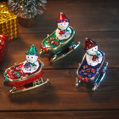 Snowmen on Sled Trinket Box