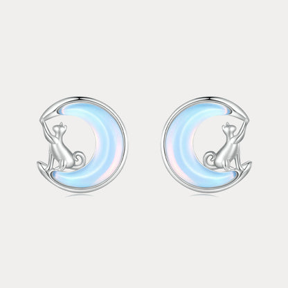 Moon Cat Stud Earrings