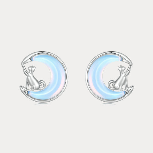 Moon Cat Stud Earrings