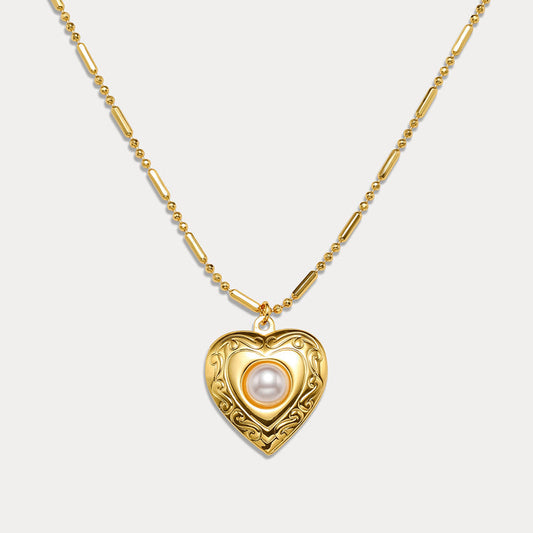 Gold Heart Locket Necklace