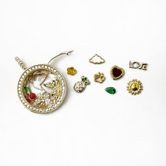 Personalized Halo Charm Box Necklace