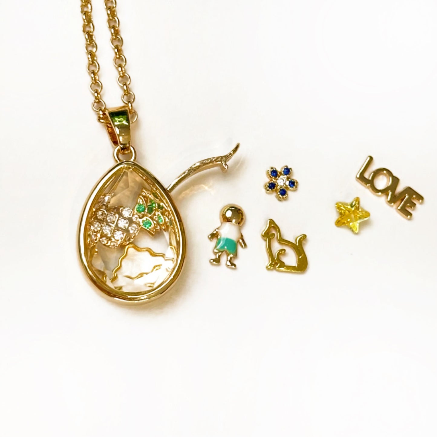 Personalized Waterdrop Charm Box Necklace