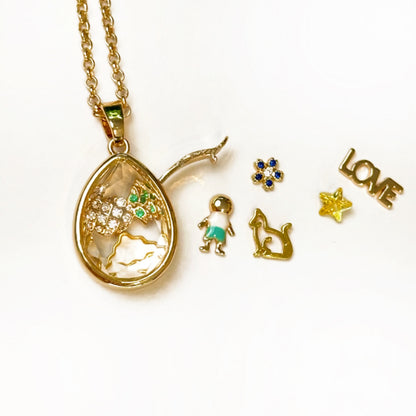 Personalized Waterdrop Charm Box Necklace