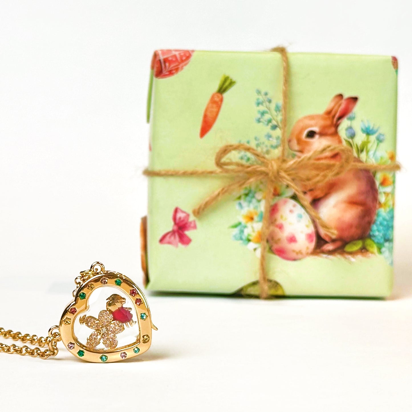 Personalized Dazzling Heart Charm Box Necklace