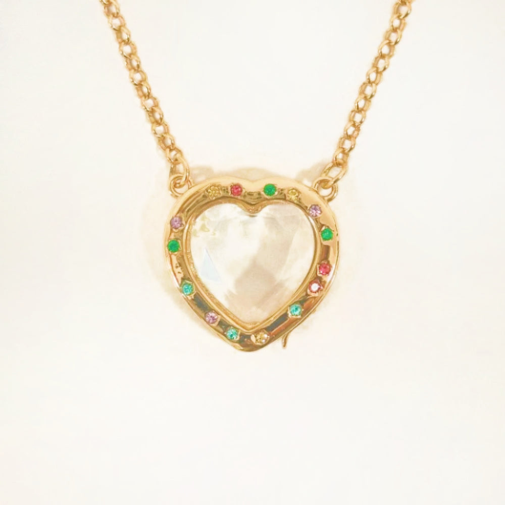 Personalized Dazzling Heart Charm Box Necklace
