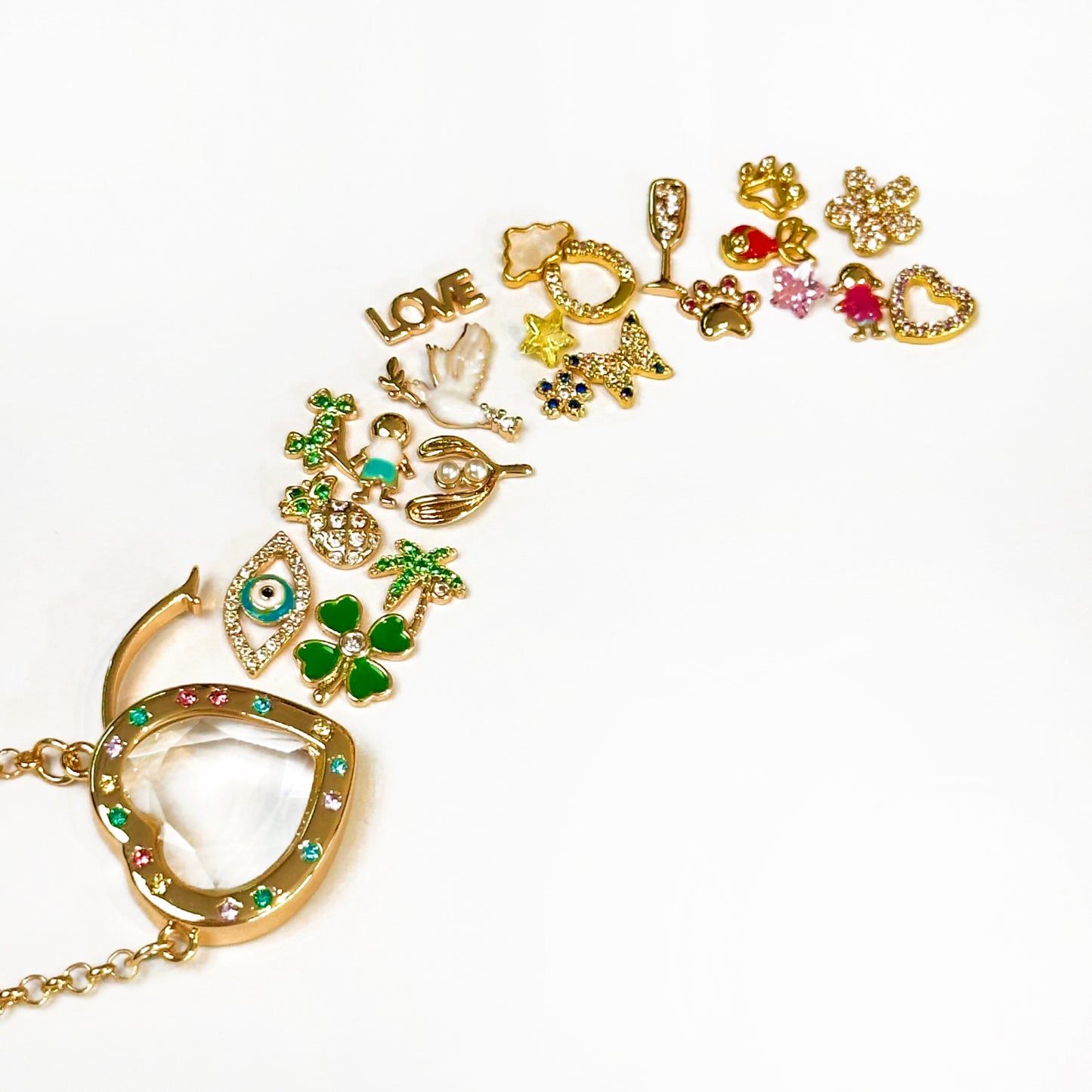 Personalized Dazzling Heart Charm Box Necklace