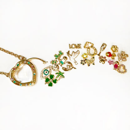 Personalized Dazzling Heart Charm Box Necklace