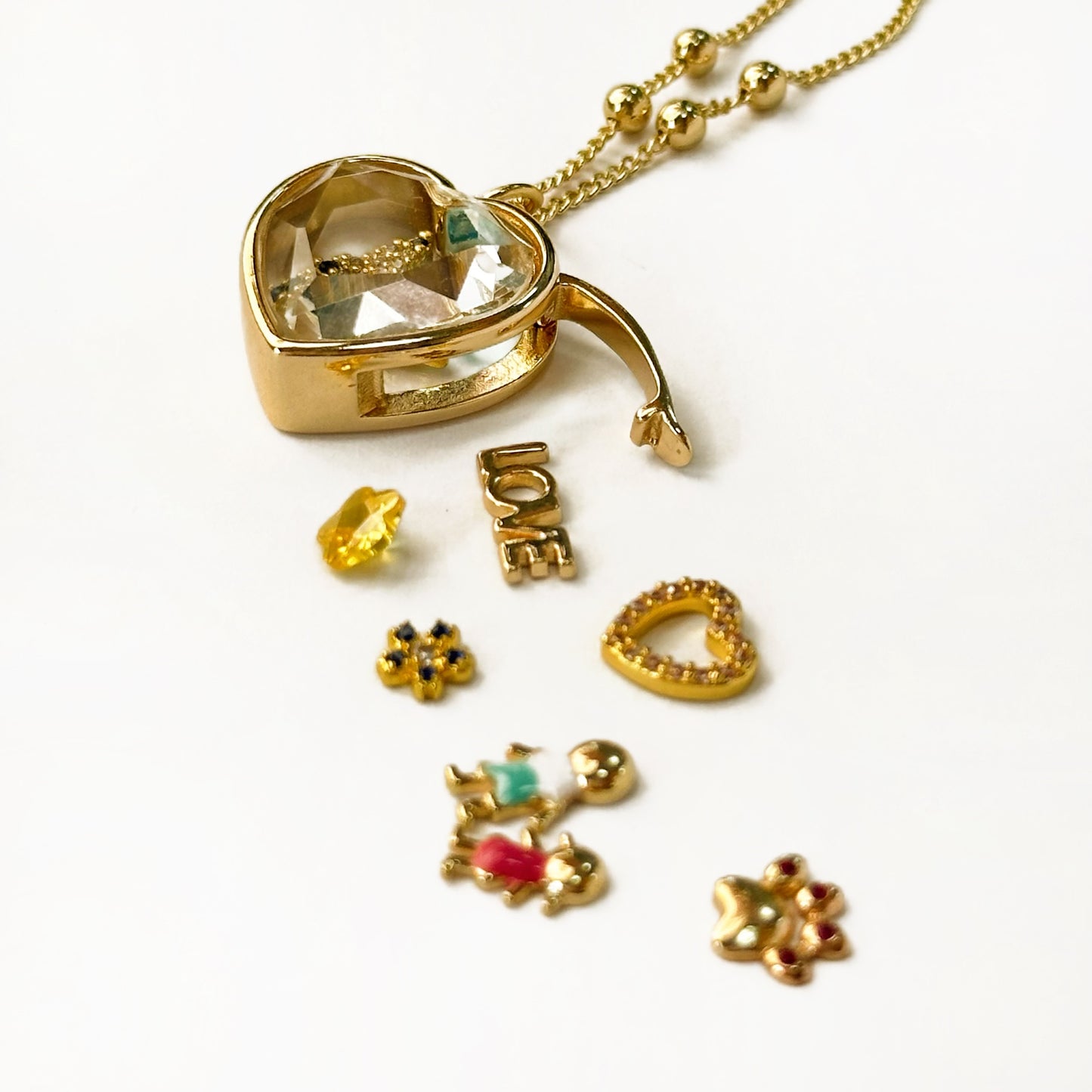 Personalized Memory Heart Charm Box Necklace