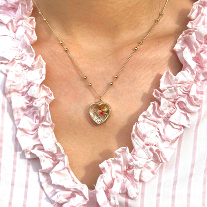 Personalized Memory Heart Charm Box Necklace