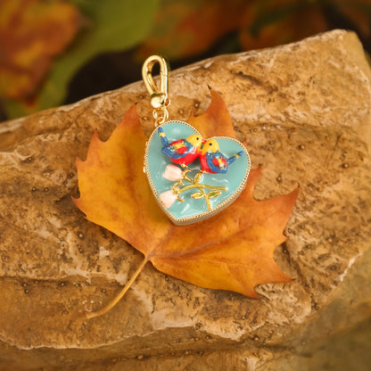 Memorial Box Heart Locket Pendant With Birds