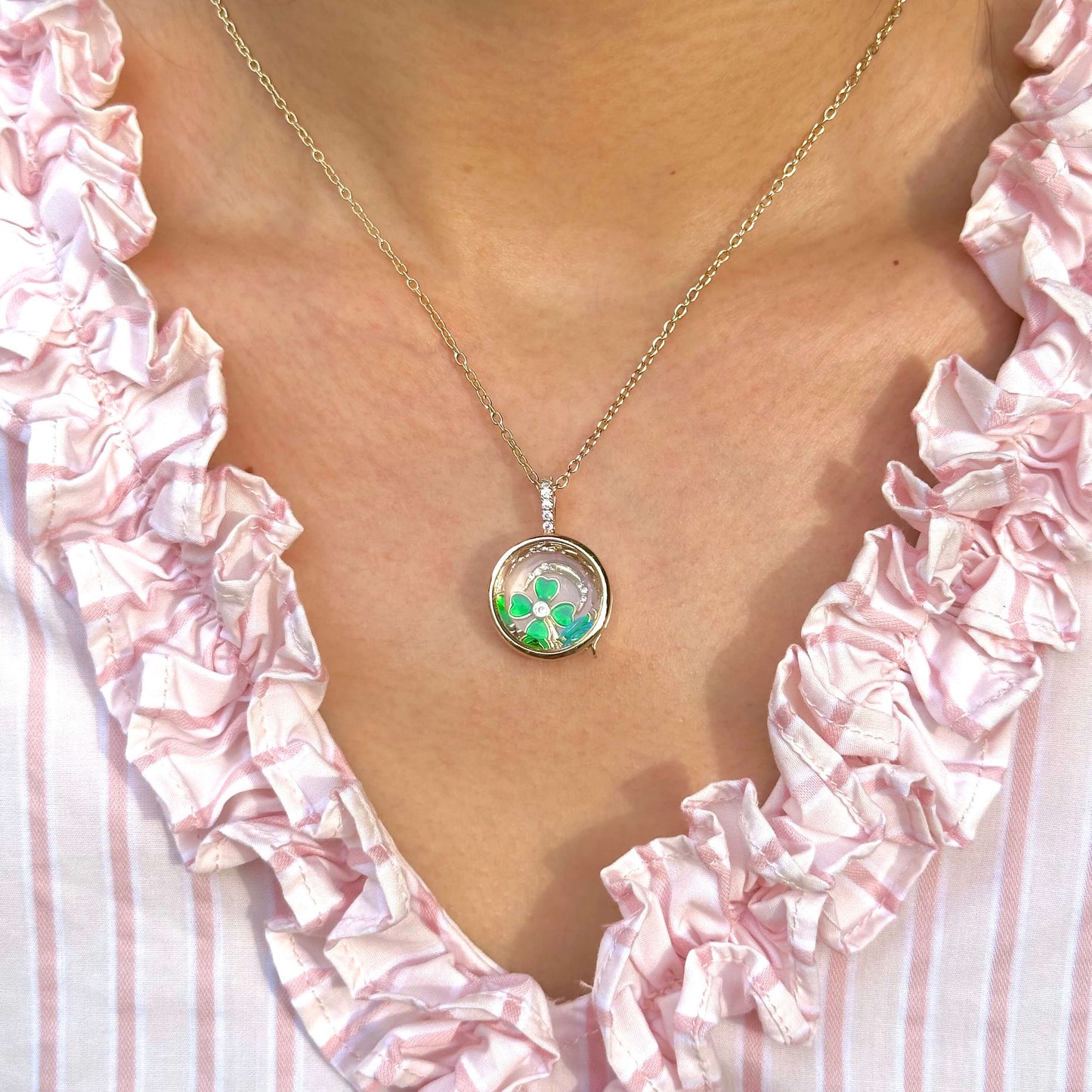 Personalized Round Charm Box Necklace