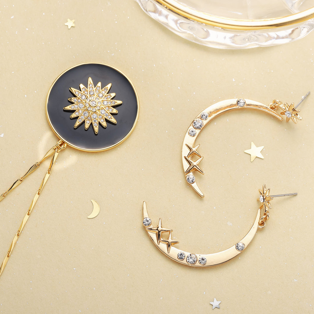 Moon Star Diamond Earrings