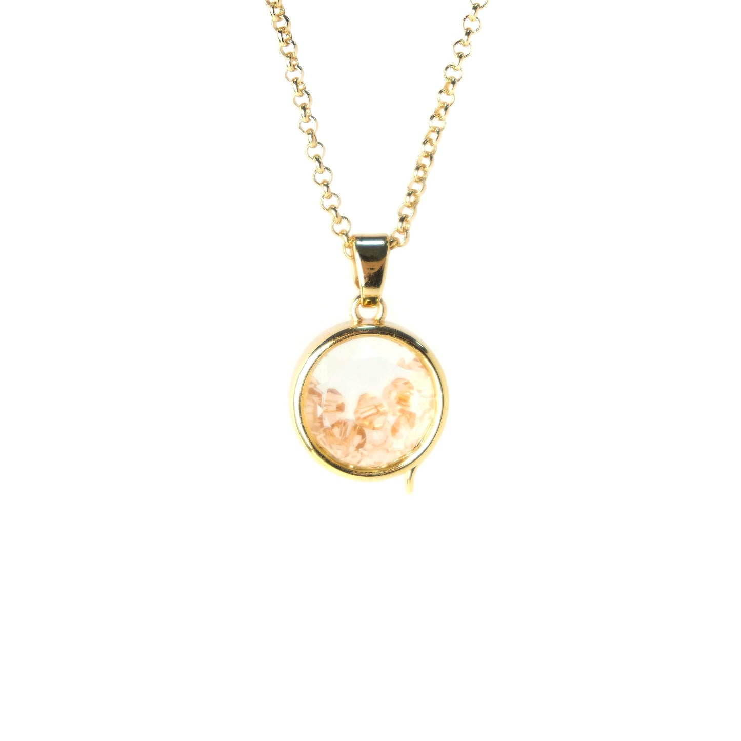 Personalized Crystal Bead Mini Round Locket Necklace