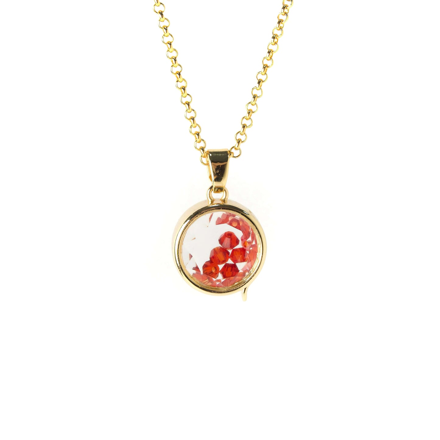 Personalized Crystal Bead Mini Round Locket Necklace