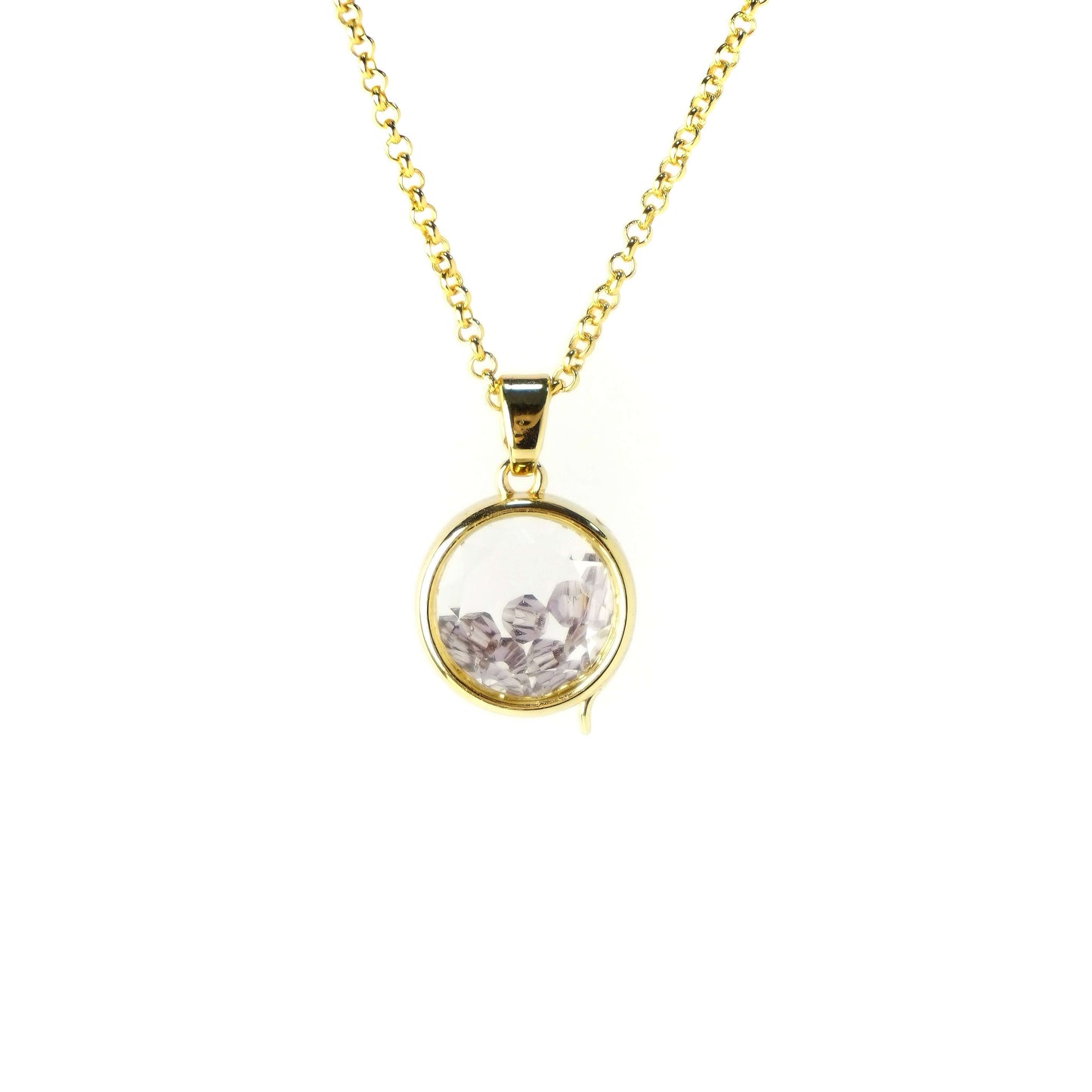 Personalized Crystal Bead Mini Round Locket Necklace