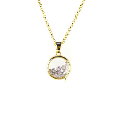 Personalized Crystal Bead Mini Round Locket Necklace