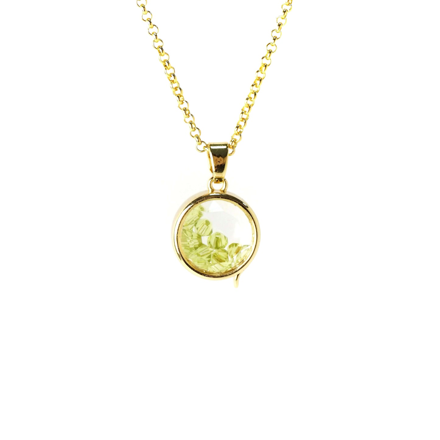Personalized Crystal Bead Mini Round Locket Necklace