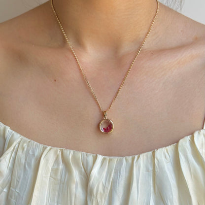 Personalized Crystal Bead Mini Round Locket Necklace