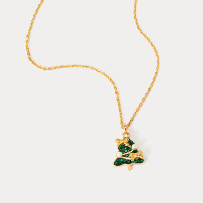 Christmas Tree Bow Necklace