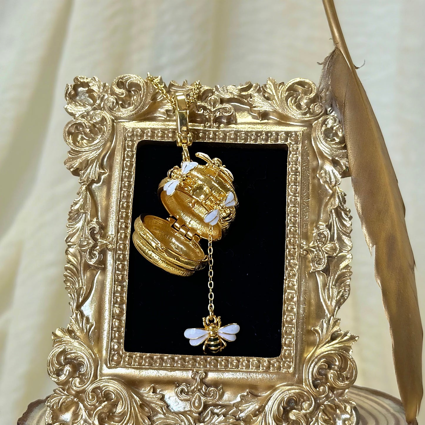 Golden Beehive Locket Pendant