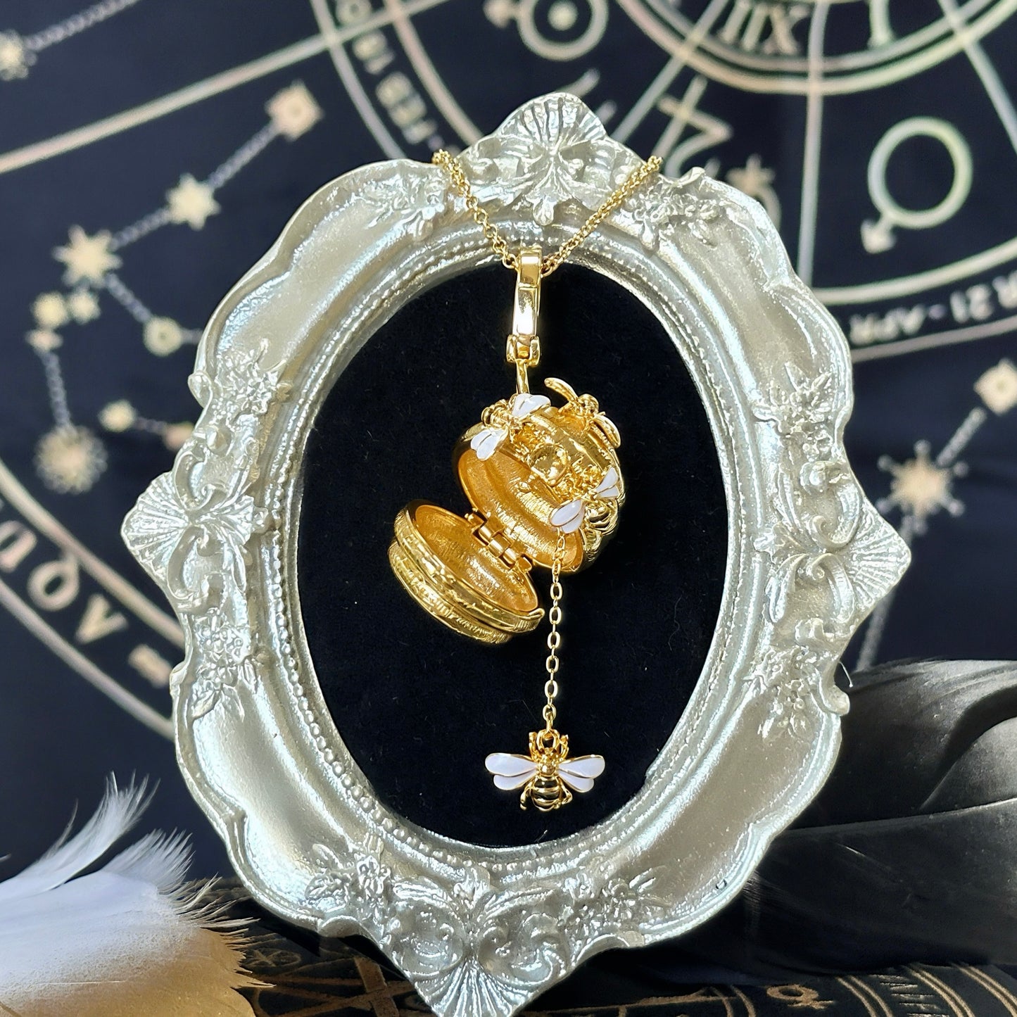 Golden Beehive Locket Pendant