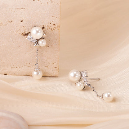 Silver Star Pearl Earrings