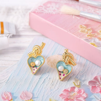 Heart Oil Painting Earrings