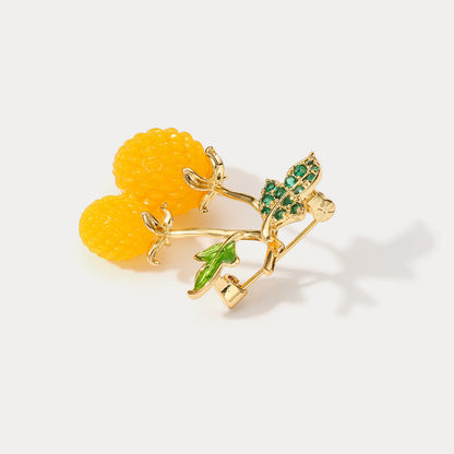 Yellow Raspberry Brooch