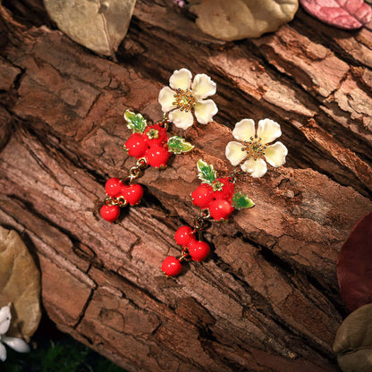 Cranberry Flowers Earrings