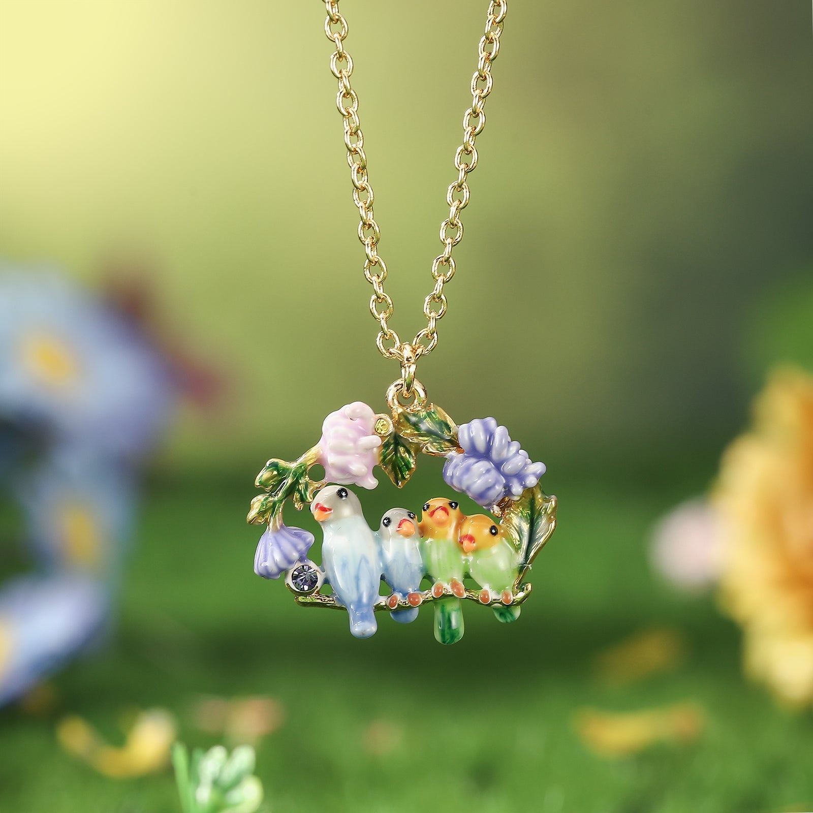 Parrot in Jeweled Garden good Necklace