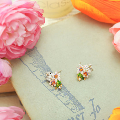 Fluffy Bunny Stud Earrings