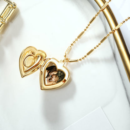 Gold Heart Locket Necklace