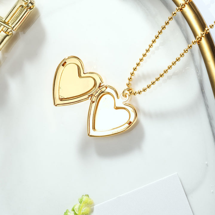 Gold Heart Locket Necklace