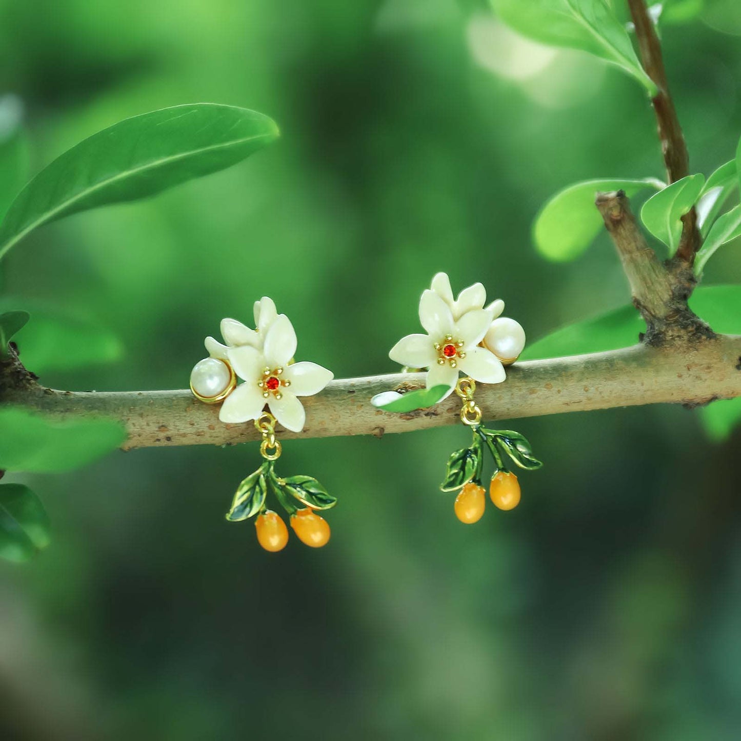 Orange Blossom Drop Earrings