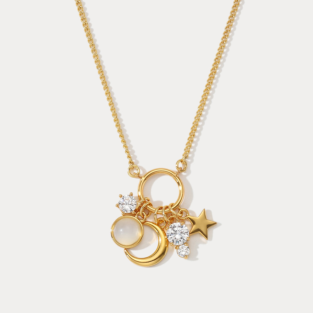 Moon Star Diamond Necklace