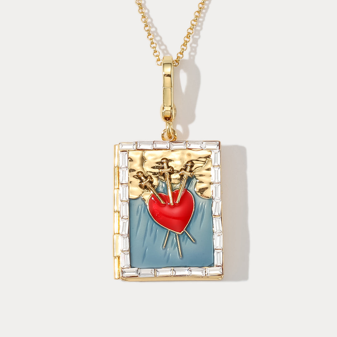 Tarot Locket Pendant - Three of Swords